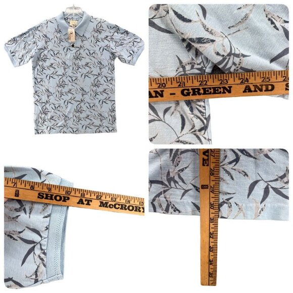 Polo Hawaiian Mens M Blue & Gray Floral by Hawaiian Sands Club - Picture 7 of 8